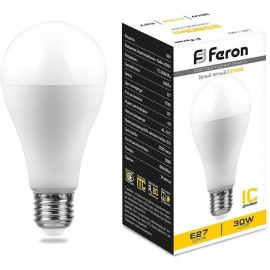 Лампа светодиодная Feron E27 30W 2700K груша матовая LB-130 38194
