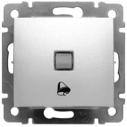 Выключатель кнопочный одноклавишный Legrand Valena 10A 250V с подсветкой Звонок алюминий 770115