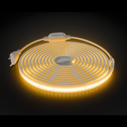 Комплект светодиодной ленты Apeyron 220В 10Вт/м, 600лм/м, 3000К (т/б), SMD2835, 120д/м, 13,5х7мм, 5м, IP65, с аксесcуарами (сетевой шнур, заглушка - 1шт, крепеж - 5шт) 10-140