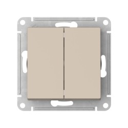 Выключатель 2-клавишный, сх.5, 10АХ, мех., быстрозажим. клем. Systeme Electric AtlasDesign Песочный ATN001251S